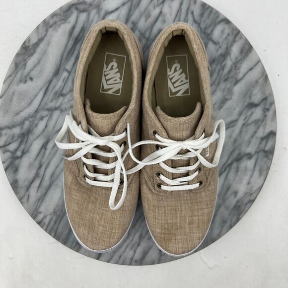 Vans Sneakers Womens 8 Beige Canvas Lace Up Low Top Classic Skateboarding Shoes - Picture 8 of 11